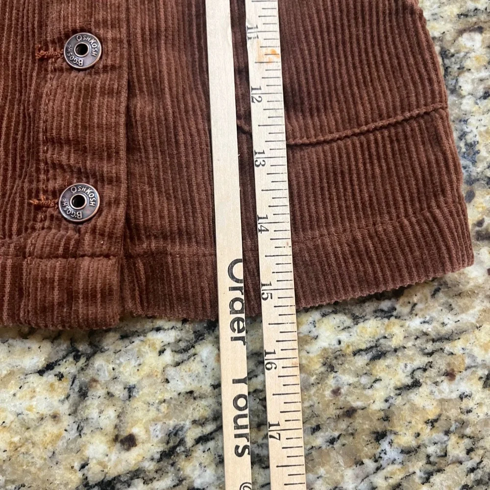 OshKosh Bgosh Brown‎ Corduroy Overall Jumper Dress Baby Girls 12M Vestbak